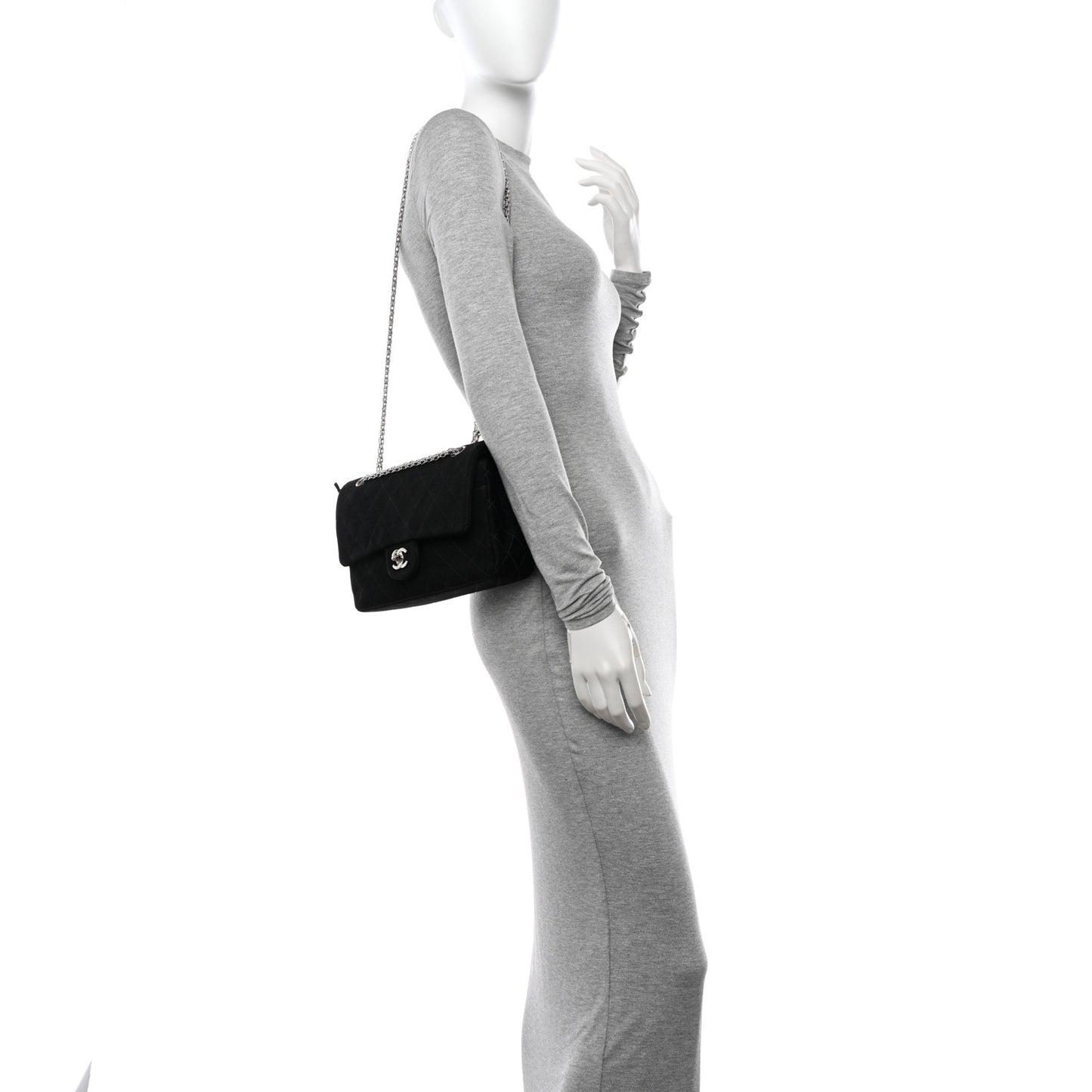 Jersey Quilted Medium Double Flap Black