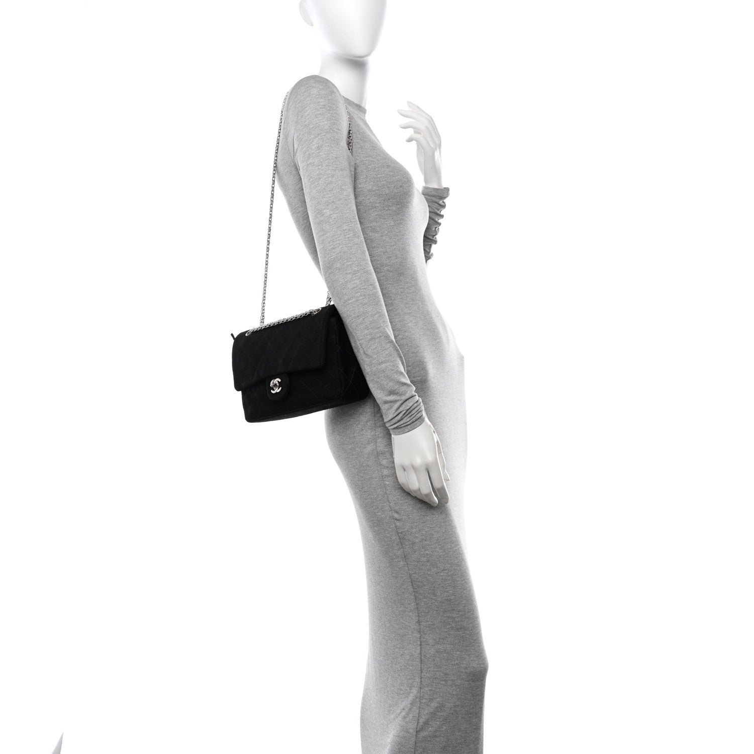 Chanel Jersey Quilted Medium Double Flap Black 2 of 23