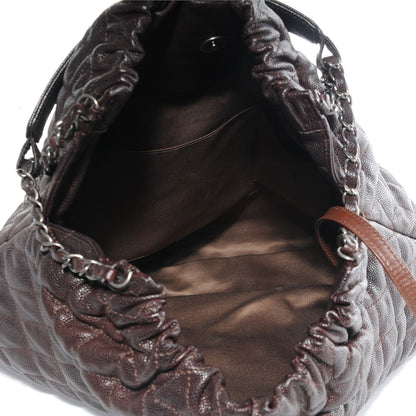 Chanel Distressed Glazed Caviar Quilted Large Elastic Tote Brown 5 of 7