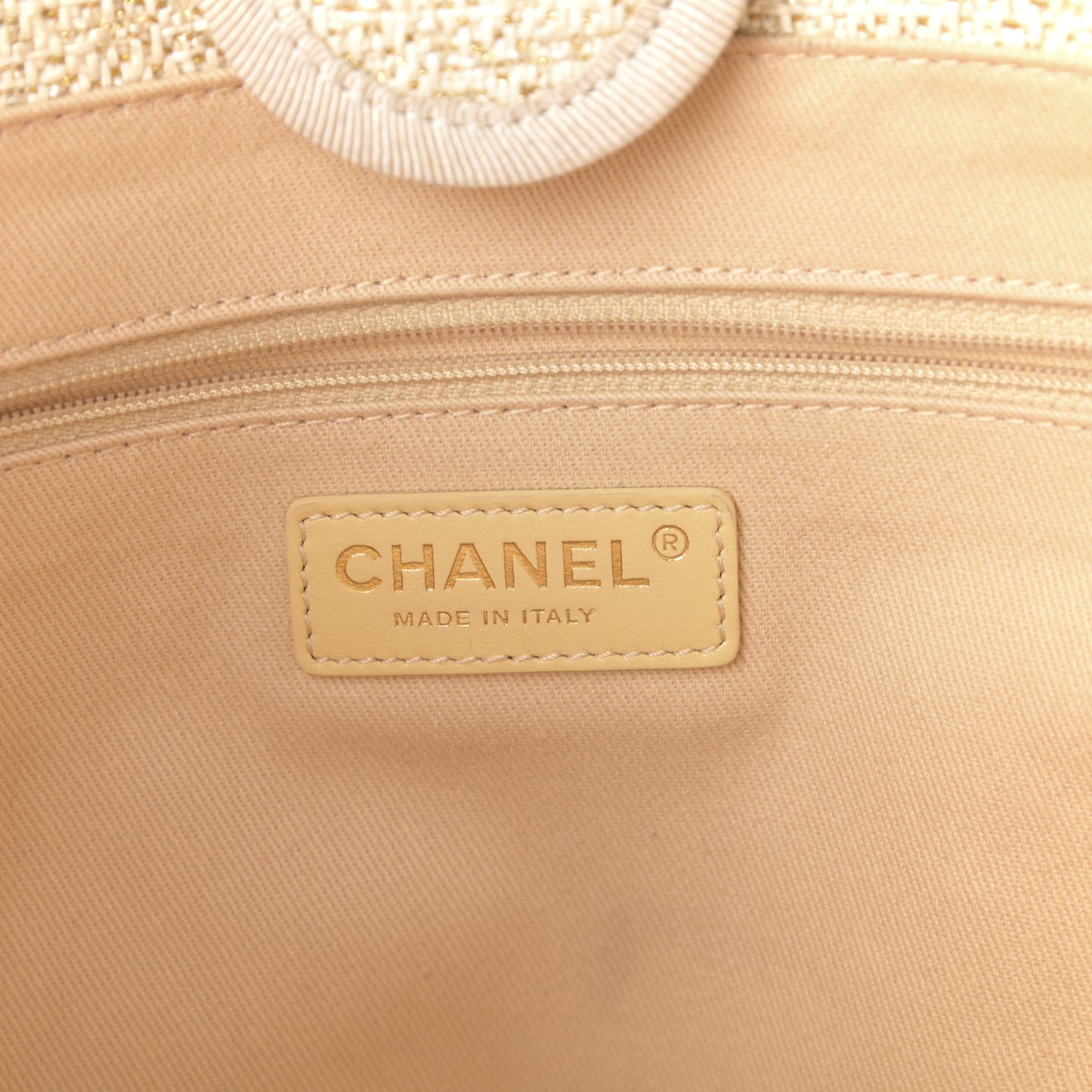 Lurex Boucle Small Deauville Tote Ivory
