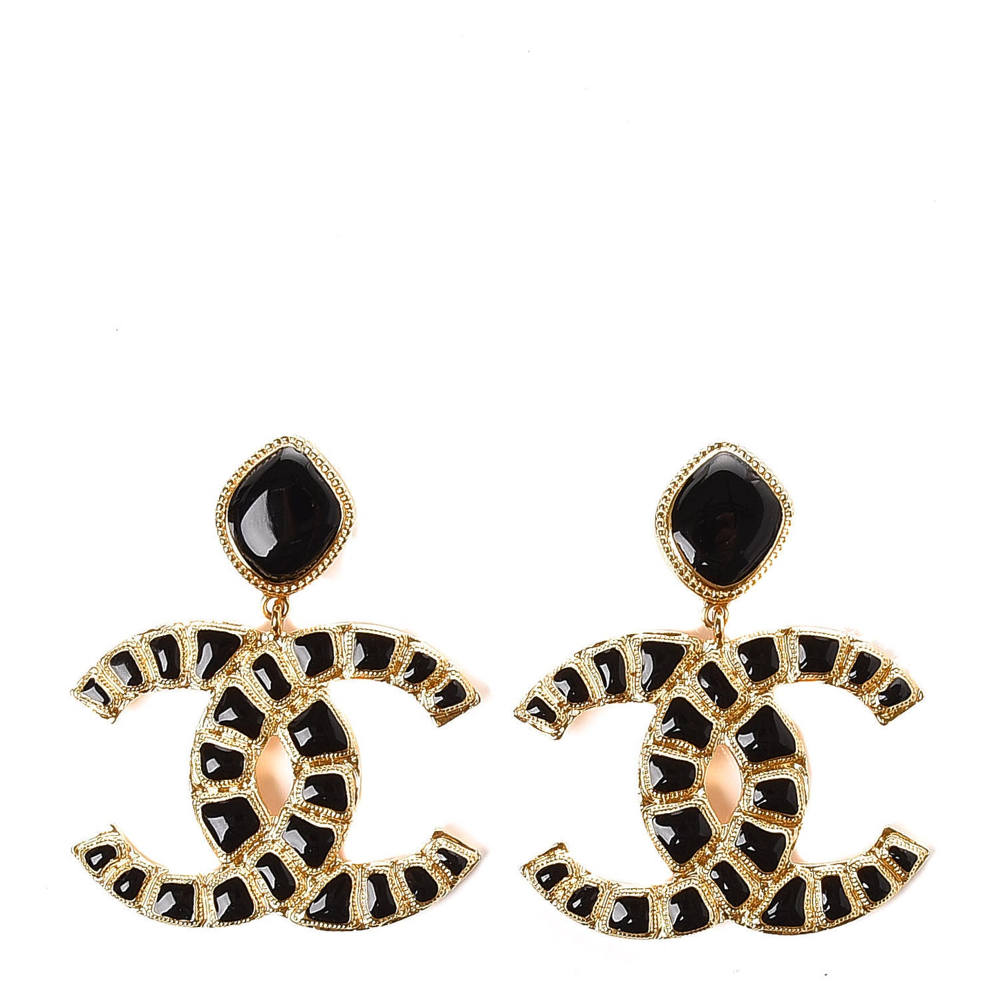Resin Along The Nile CC Clip On Earrings Gold Black