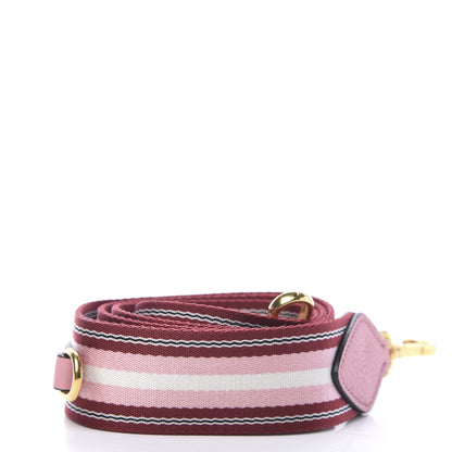 Prada Vitello Daino Striped Fabric Shoulder Strap Petalo 2 of 3