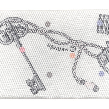 Hermes Silk Les Cles A Pois Twilly White Gris Acier 3 of 4