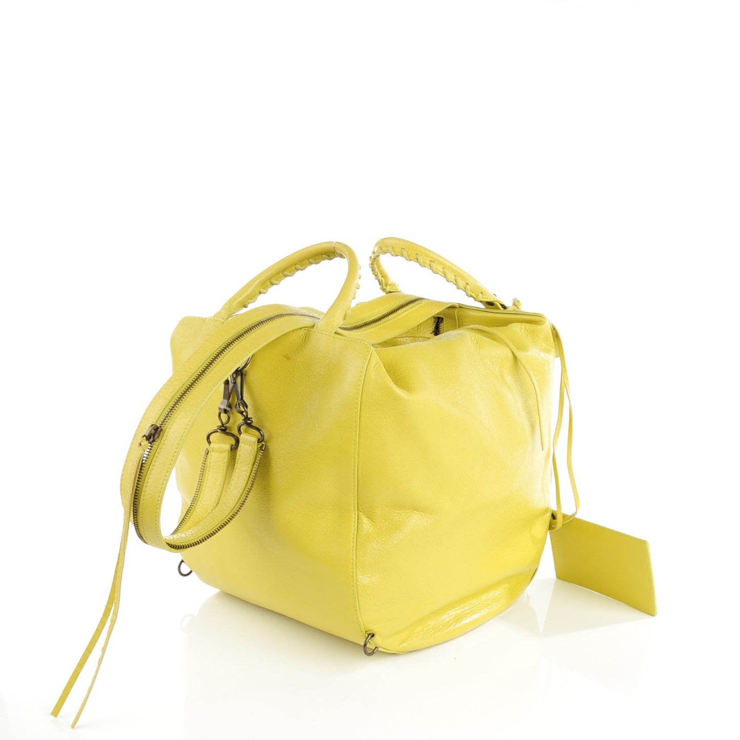 Agneau Classic Hardware Zip Traveler Backpack Jaune Poussin