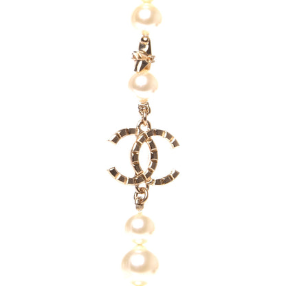 Chanel Graduated Pearl Studded CC Star Long Necklace Gold 4 of 8
