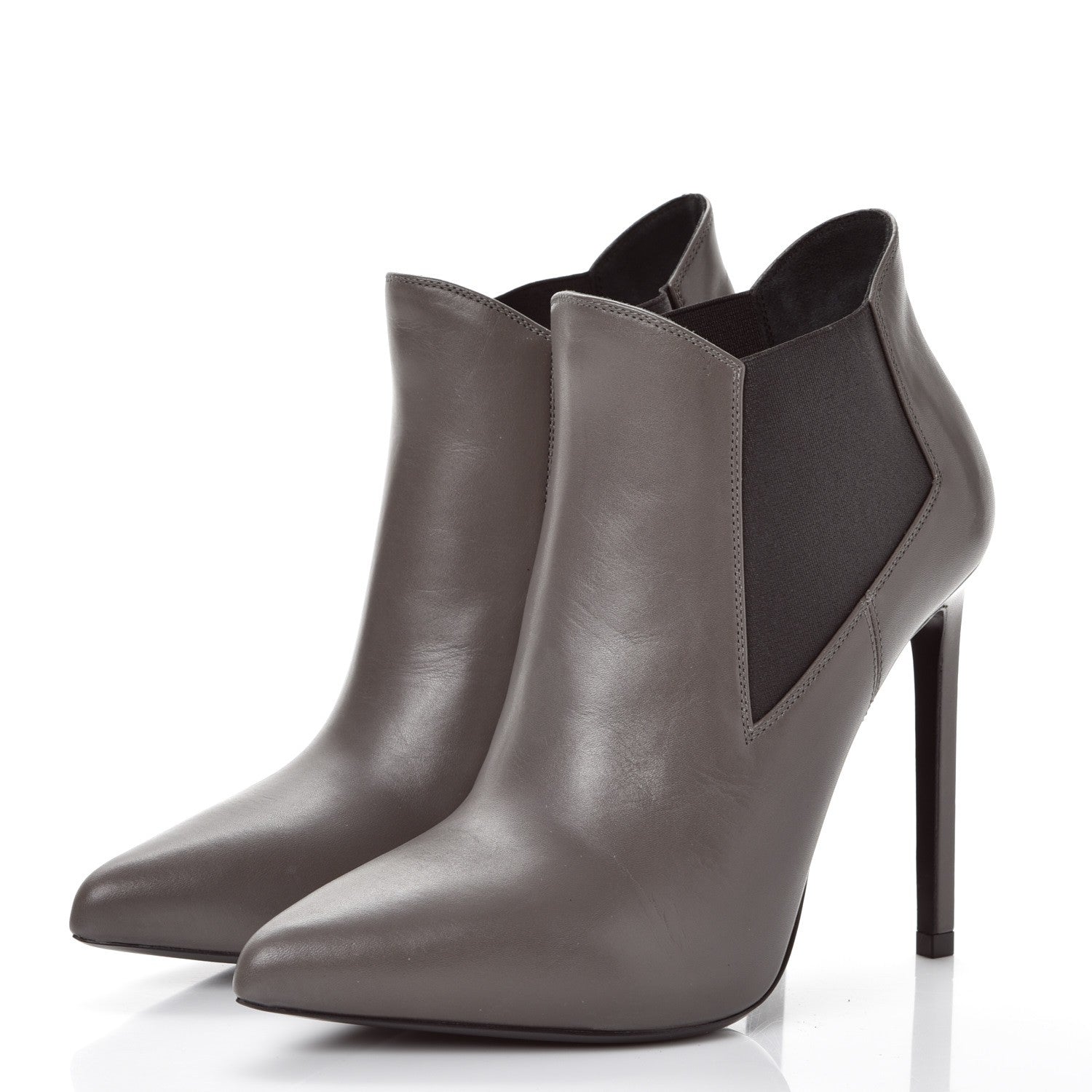 Saint Laurent Calfskin Classic Paris Ela 110 Ankle Boots 36 Earth 3 of 9