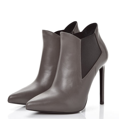 Saint Laurent Calfskin Classic Paris Ela 110 Ankle Boots 36 Earth 3 of 9