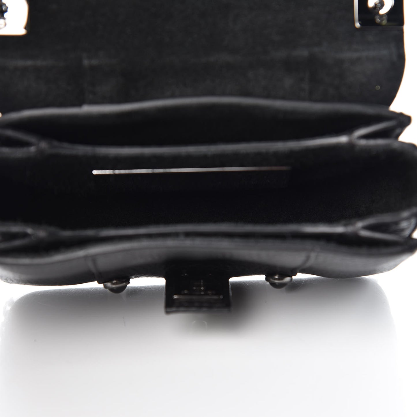 Grained Calfskin Onyx Micro B-Rockstud Rolling Flap Black