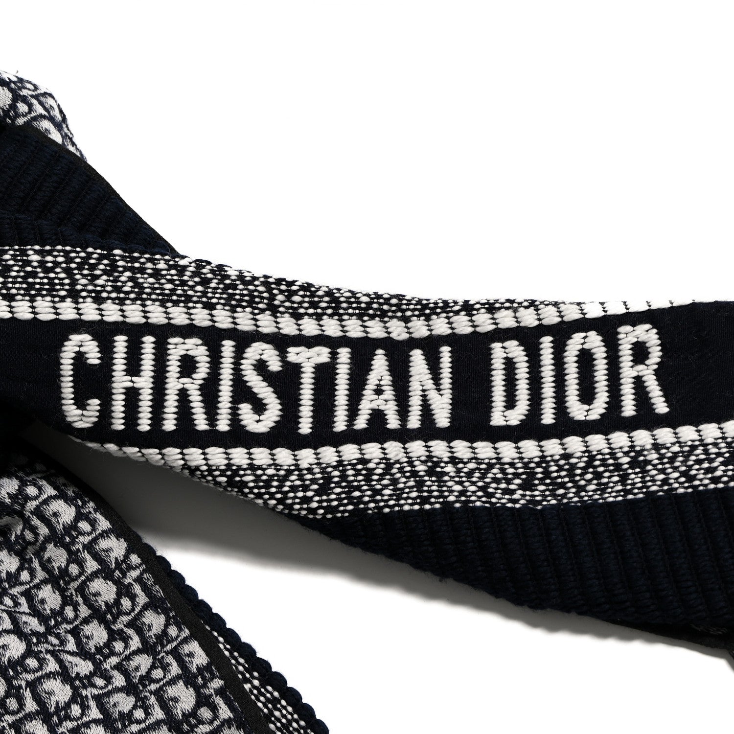 Christian Dior Wool Silk Oblique University Reversible Scarf Navy Blue 2 of 3