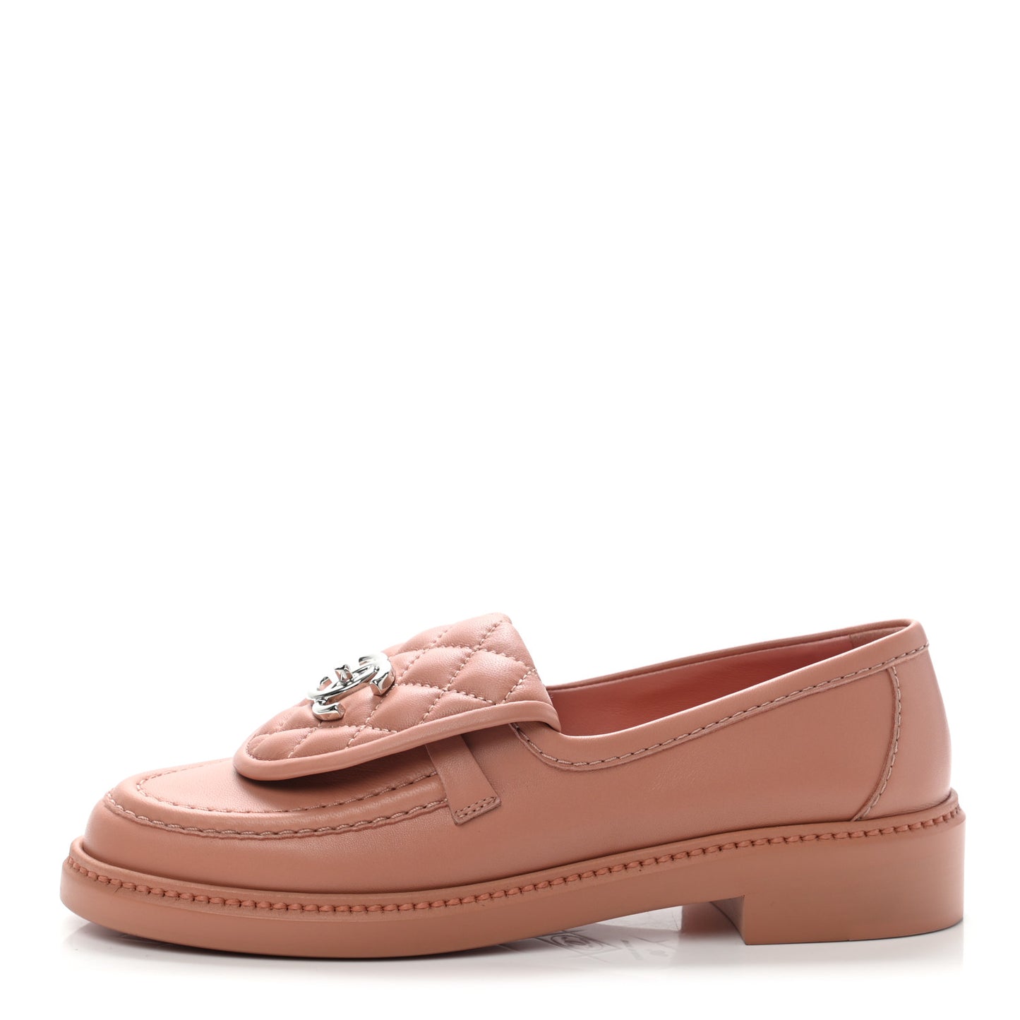 Lambskin Quilted CC Turnlock Loafers 36 Dark Pink