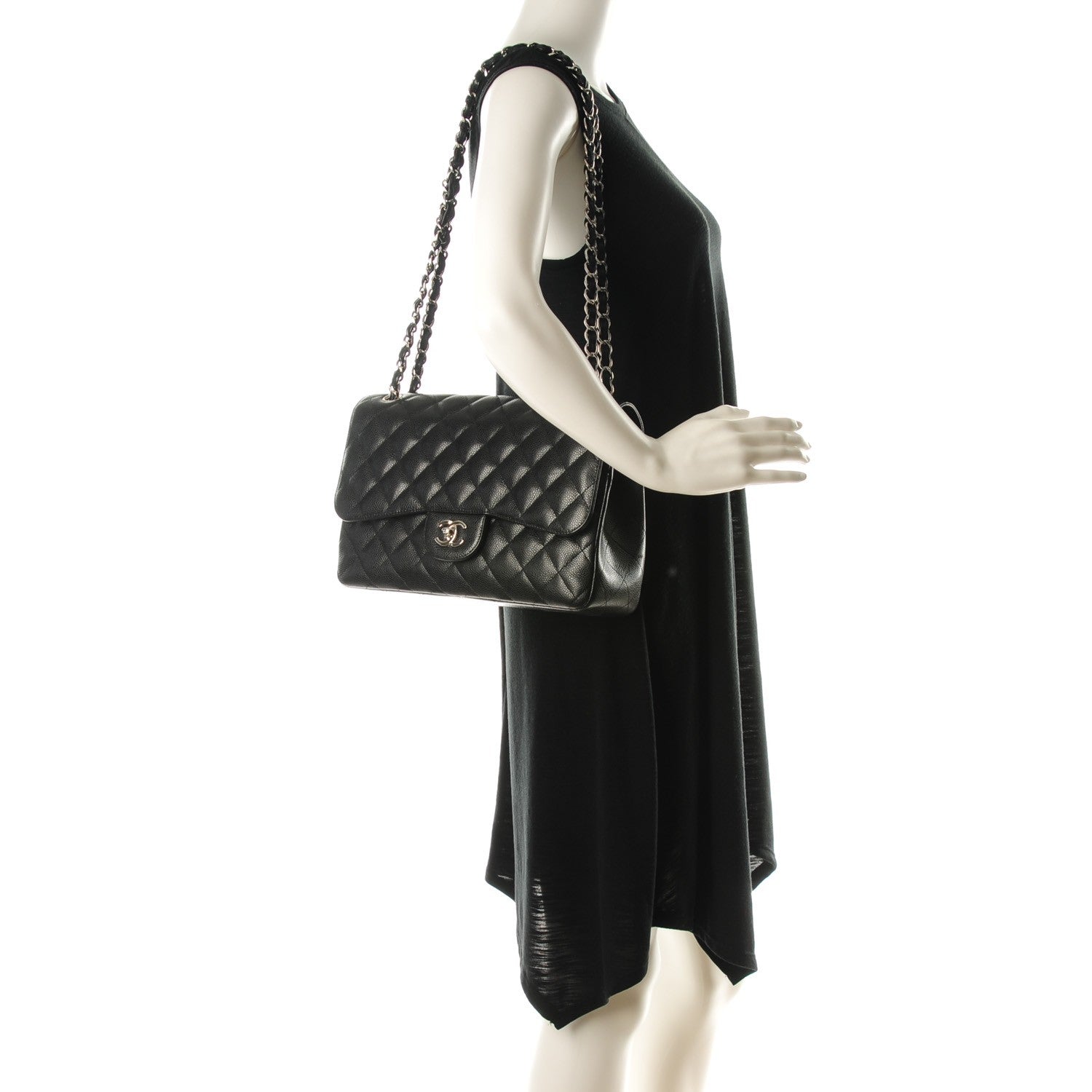 Chanel Caviar Quilted Jumbo Double Flap Black 2 of 8