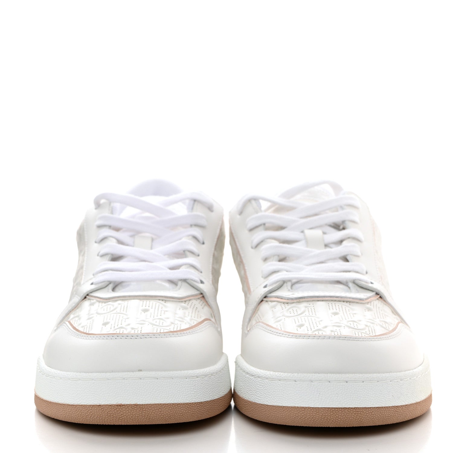 Christian Dior Calfskin Oblique Laser Perforated Dior One Low Sneakers 38.5 White Nude 2 of 8