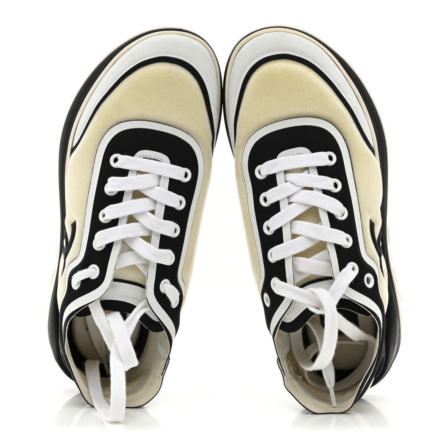 Chanel Lycra Womens CC Sneakers 37 White Black 2 of 10