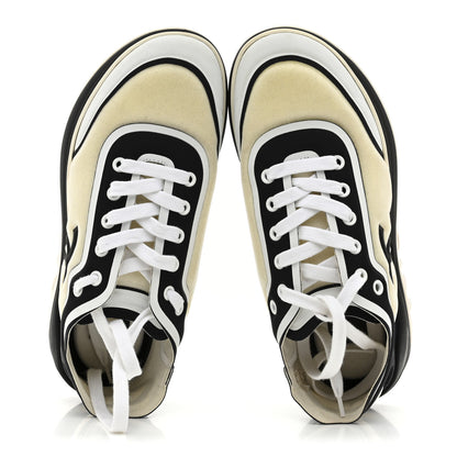 Chanel Lycra Womens CC Sneakers 37 White Black 2 of 10