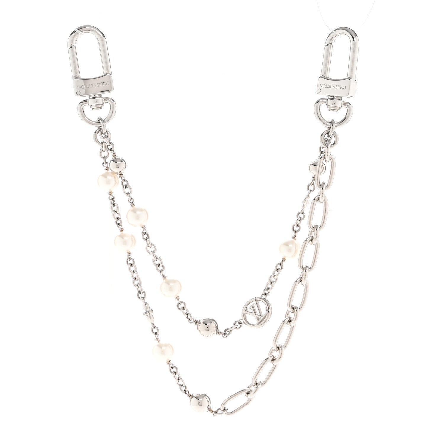 Louis Vuitton Metal Pearl Chain Midnight Bag Charm Silver 1 of 5
