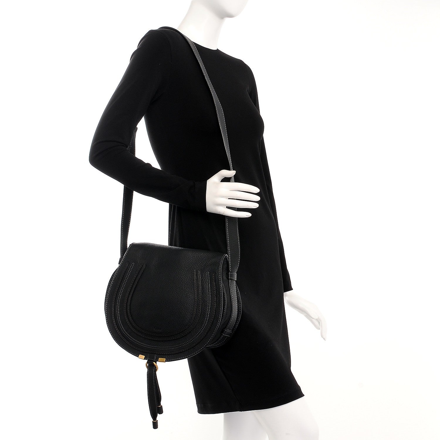 Chloe Calfskin Medium Marcie Round Crossbody Bag Black 2 of 9