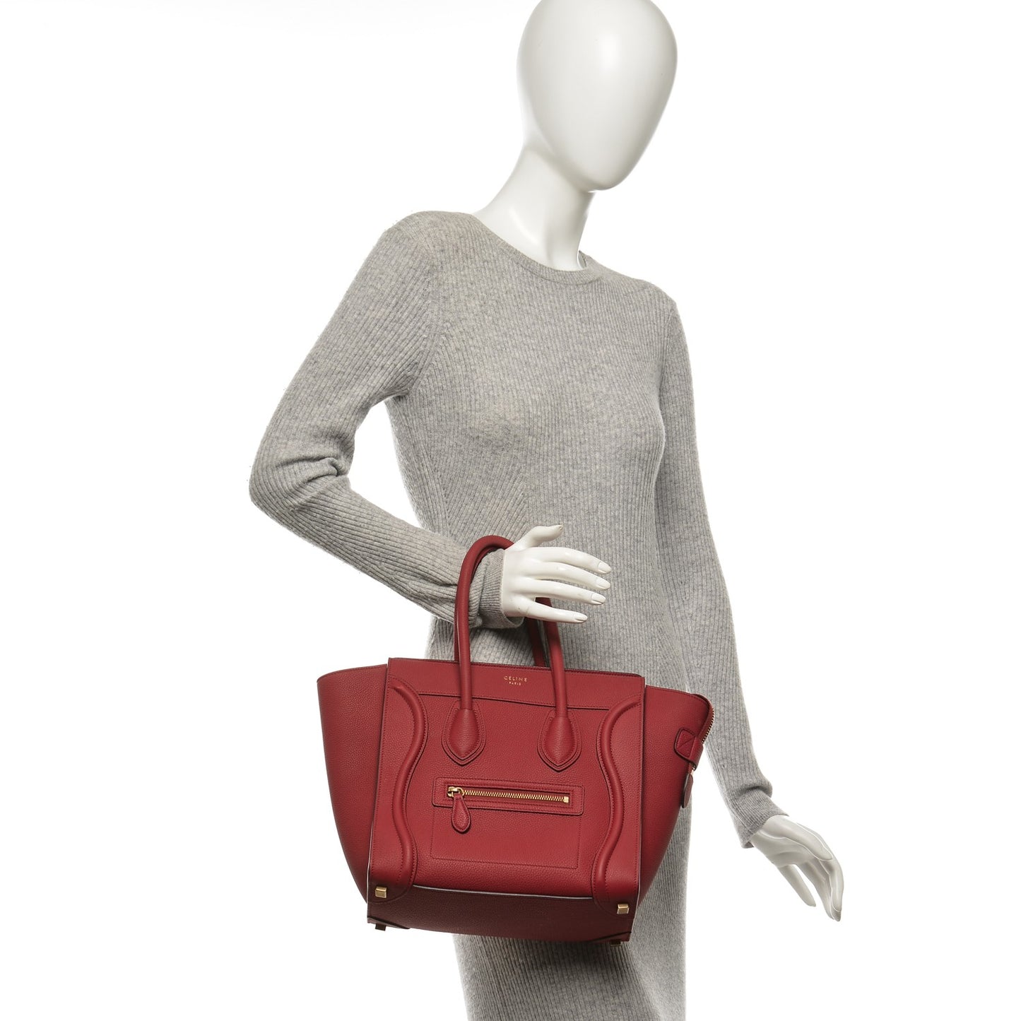 Baby Grained Calfskin Micro Luggage Red