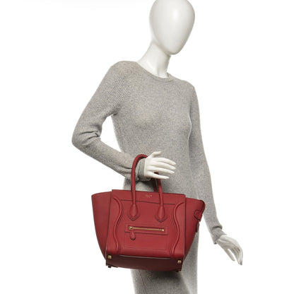 Celine Baby Grained Calfskin Micro Luggage Red 2 of 7