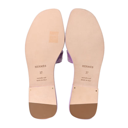 Hermes Ostrich Oran Sandals 37 Violet 6 of 10