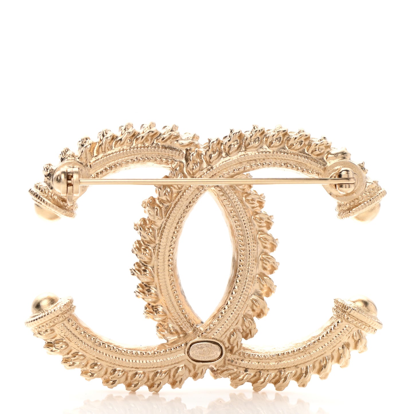 Metal CC Brooch Light Gold