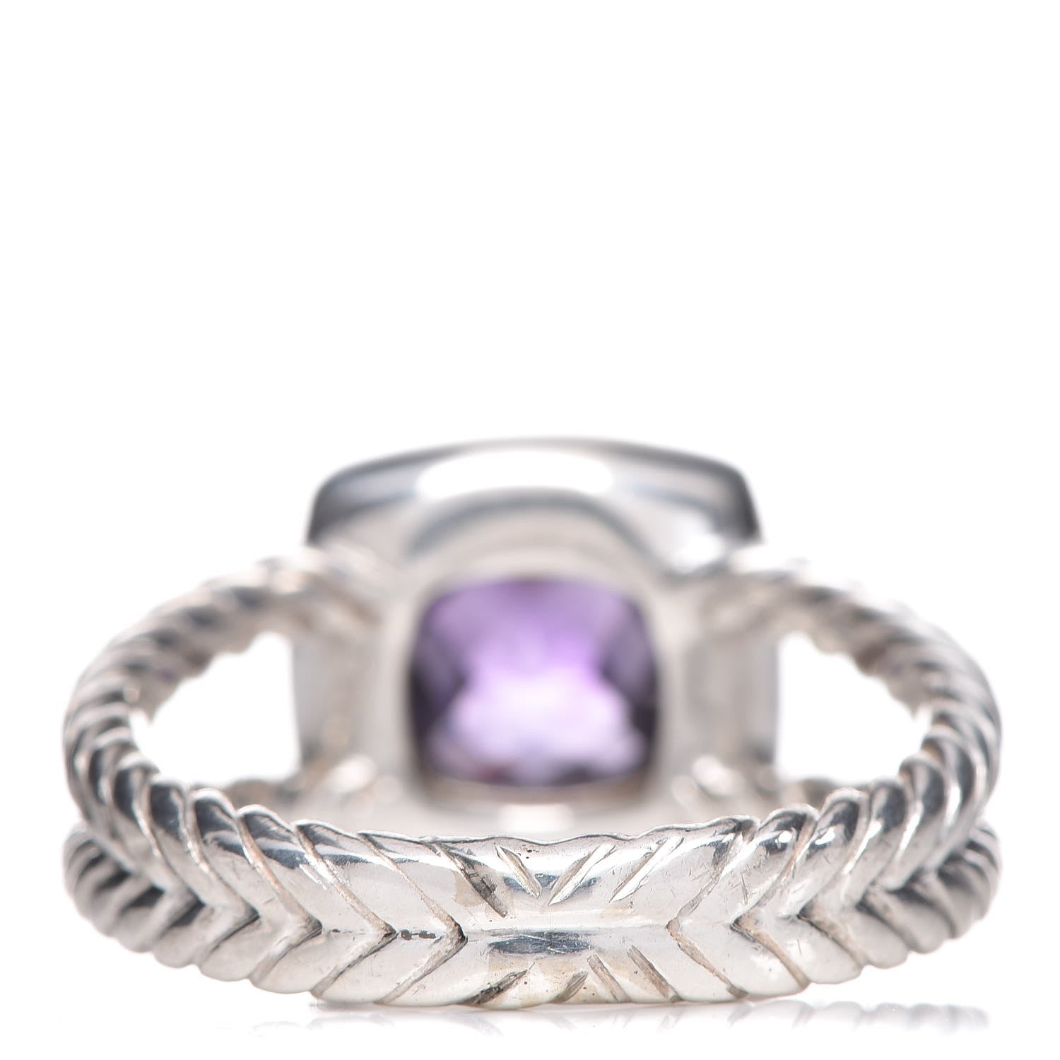David Yurman Sterling Silver Diamond Amethyst 7mm Petite Albion Ring 55 7.25 4 of 5
