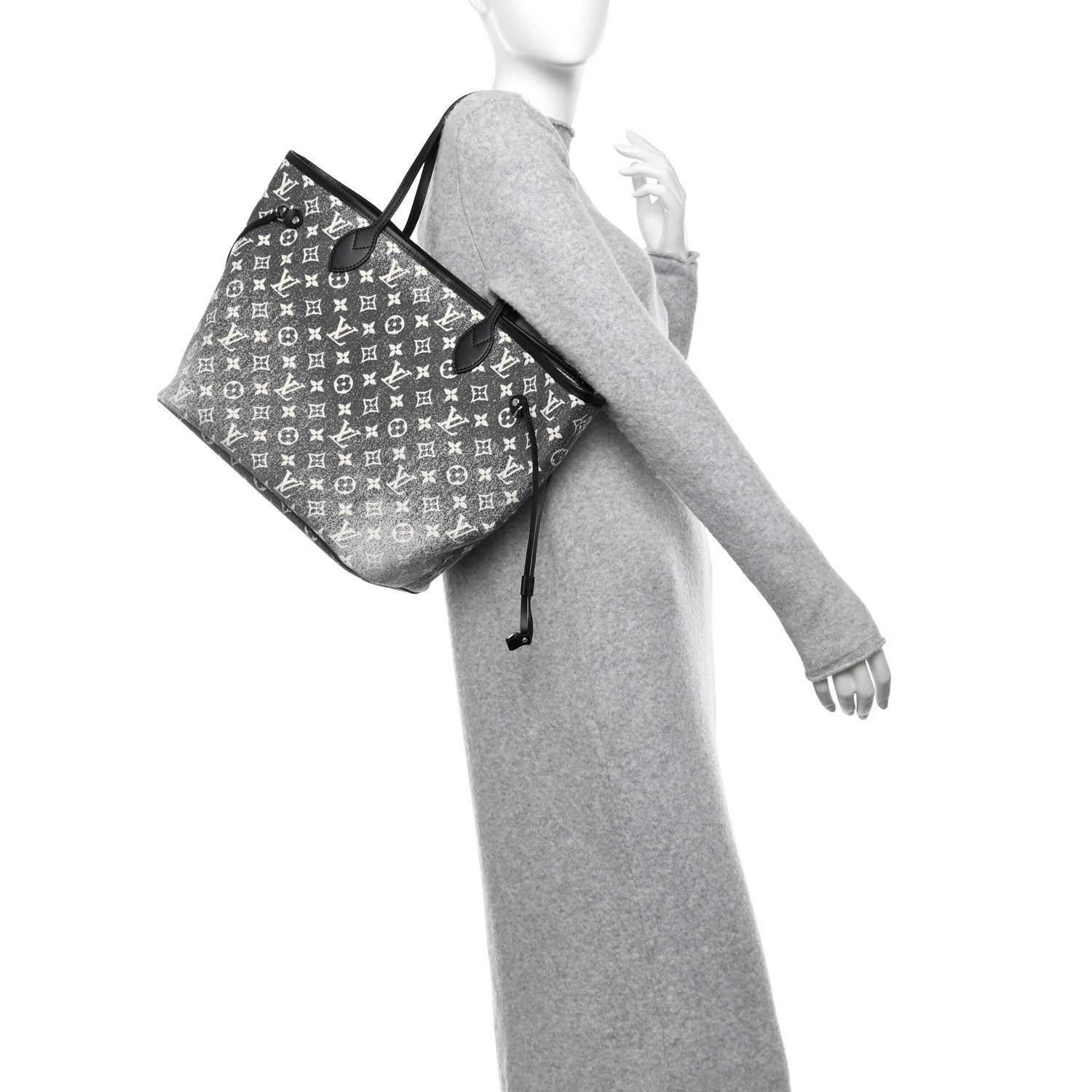 Louis Vuitton Denim Monogram Jacquard Neverfull MM Grey 3 of 9