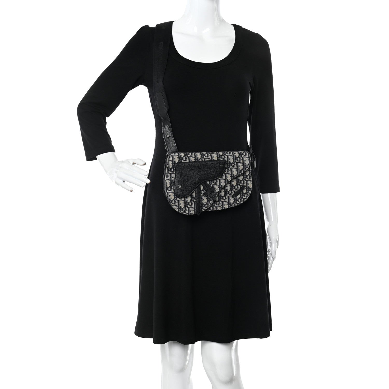 Christian Dior Oblique Saddle Messenger Pouch Beige Black 2 of 12