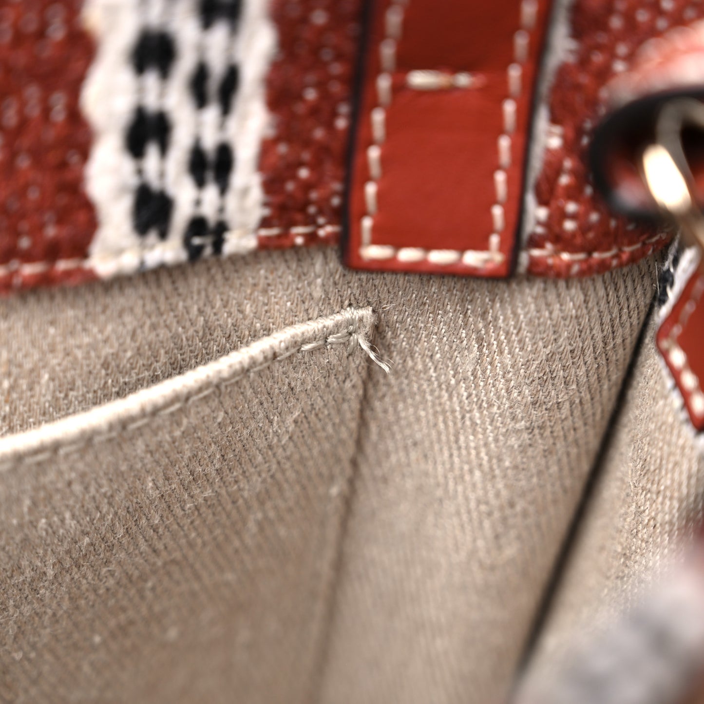 Cotton Calfskin Small Woody Ribbon Tote Sepia Brown