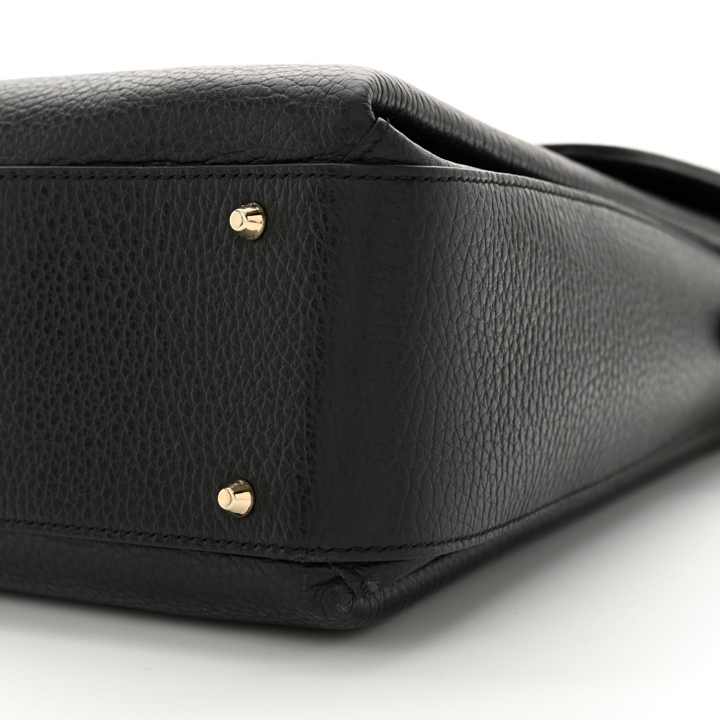 Dollar Calfskin Medium Interlocking G Top Handle Shoulder Bag Black