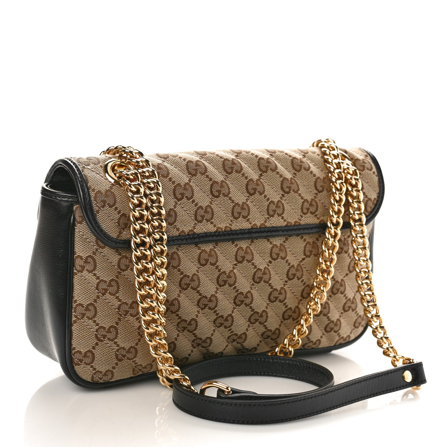 Monogram Matelasse Diagonal Small GG Marmont Shoulder Bag Beige Black