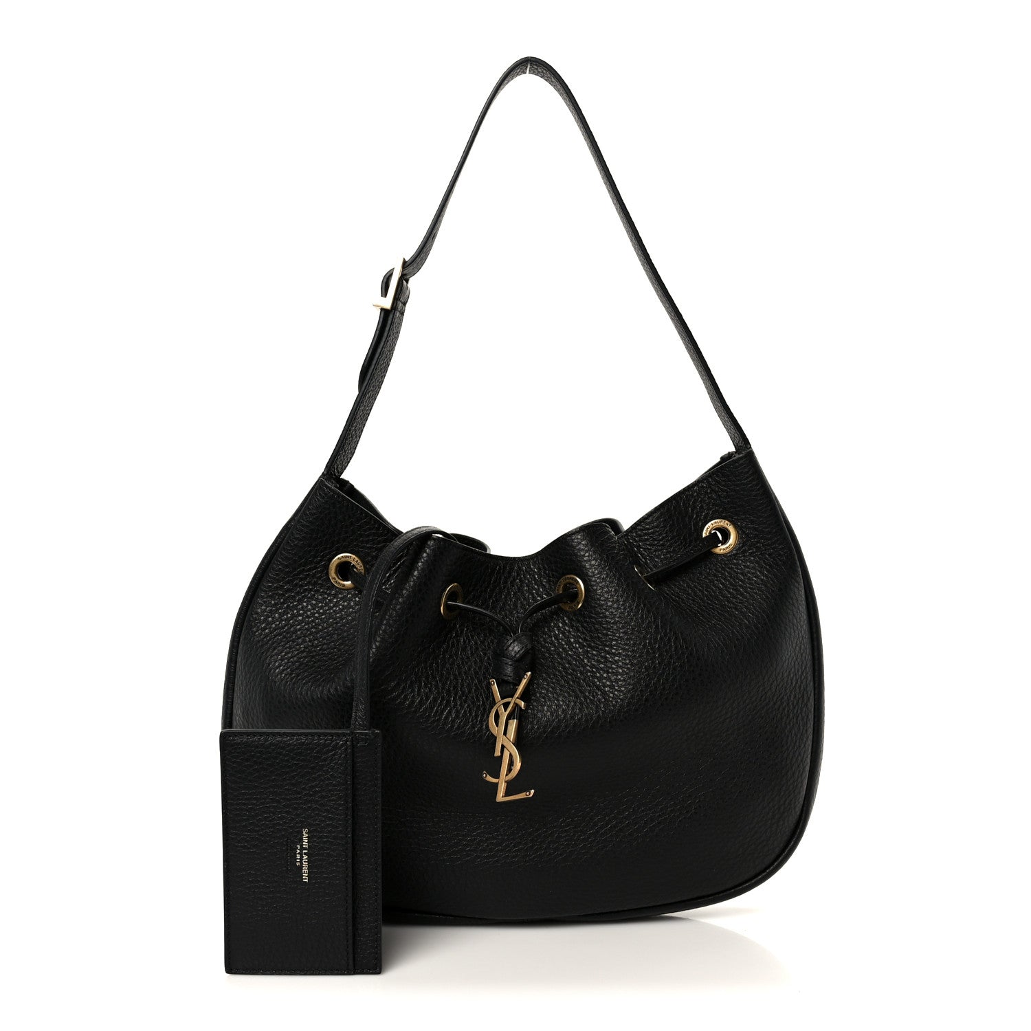 Saint Laurent Grained Deerskin Paris VII Small Flat Hobo Black 3 of 12