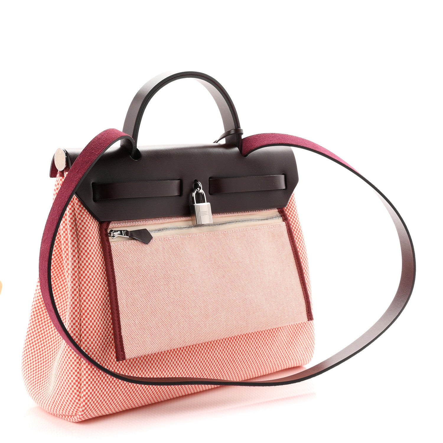 Hermes Criss Viking Vache Hunter Herbag Zip Retourne 31 PM  Ecru Brique Anemone Rouge Sellier 4 of 11