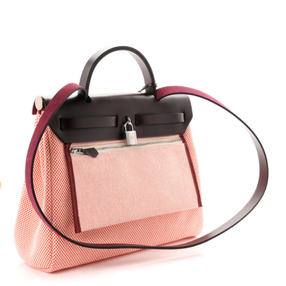Hermes Criss Viking Vache Hunter Herbag Zip Retourne 31 PM  Ecru Brique Anemone Rouge Sellier 4 of 11