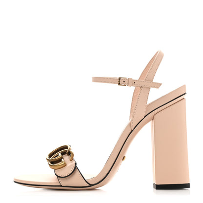 Gucci Lifford Calfskin GG Marmont Ankle Wrap 105mm Sandals 37.5 Skin Rose 1 of 9