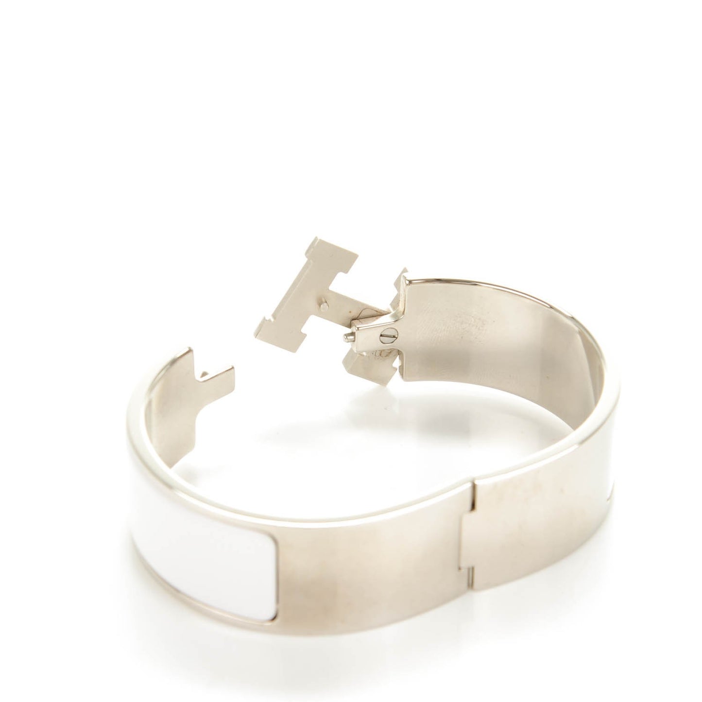Enamel Wide Clic Clac H Bracelet GM White
