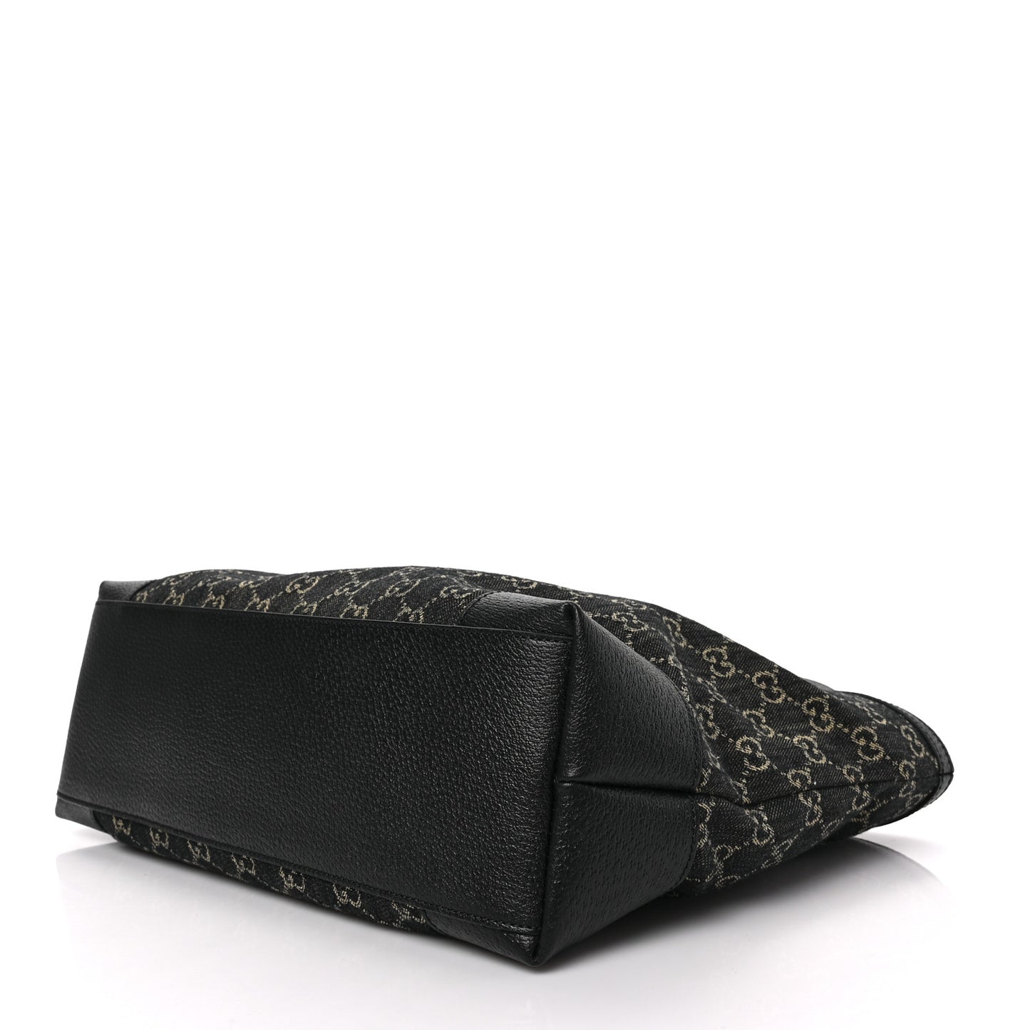 Jacquard Black Denim GG Monogram Medium Ophidia Shopping Tote Black Ivory