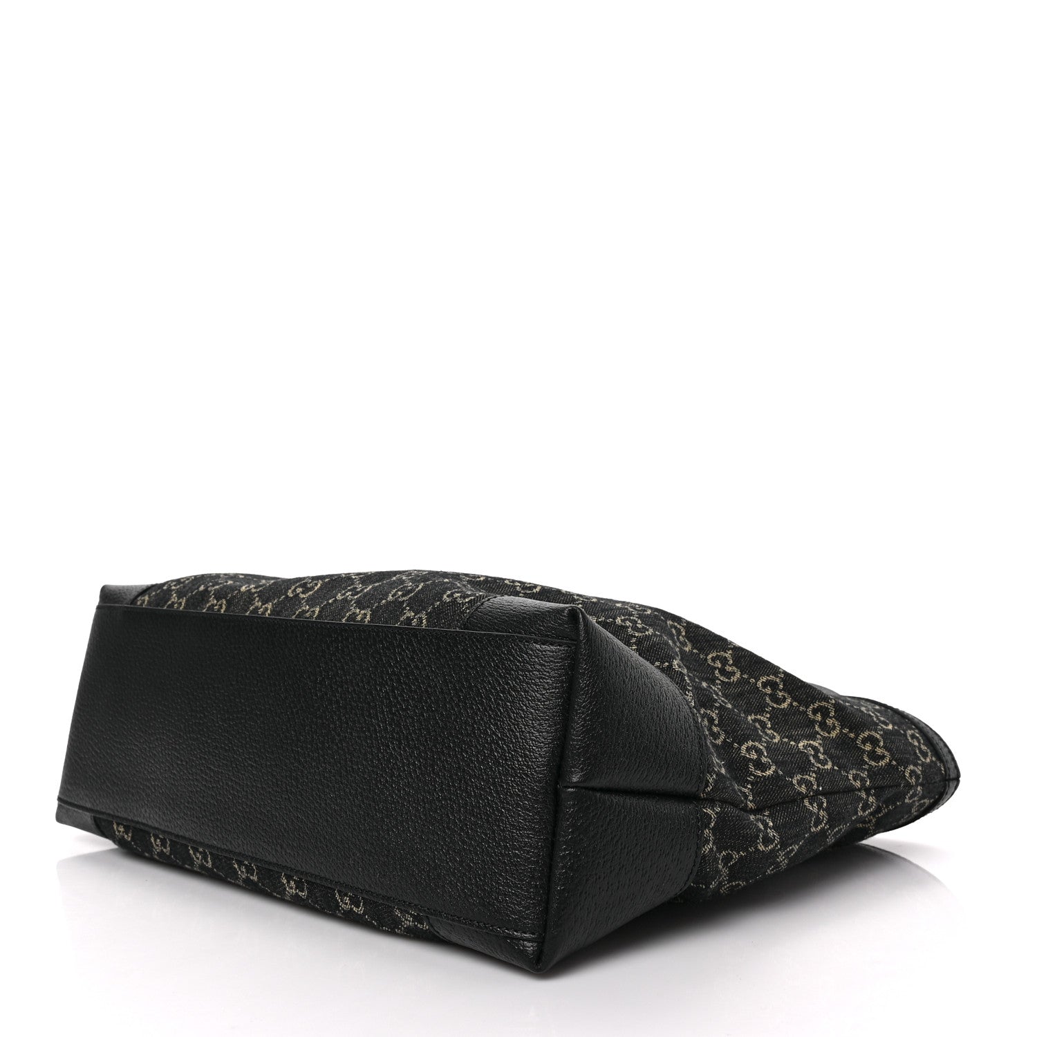 Gucci Jacquard Black Denim GG Monogram Medium Ophidia Shopping Tote Black Ivory 8 of 8