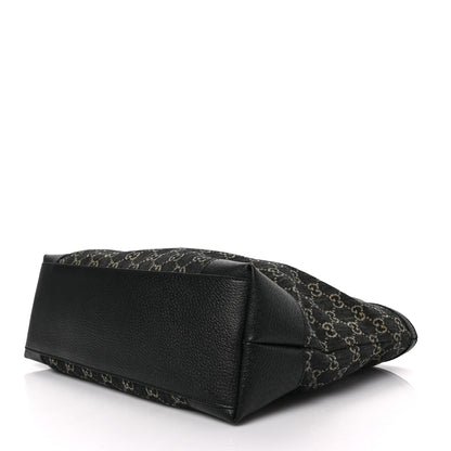 Gucci Jacquard Black Denim GG Monogram Medium Ophidia Shopping Tote Black Ivory 8 of 8