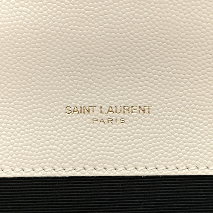 Saint Laurent Grain De Poudre Textured Mixed Matelasse Triquilt Small Monogram Satchel Crema Soft 6 of 10