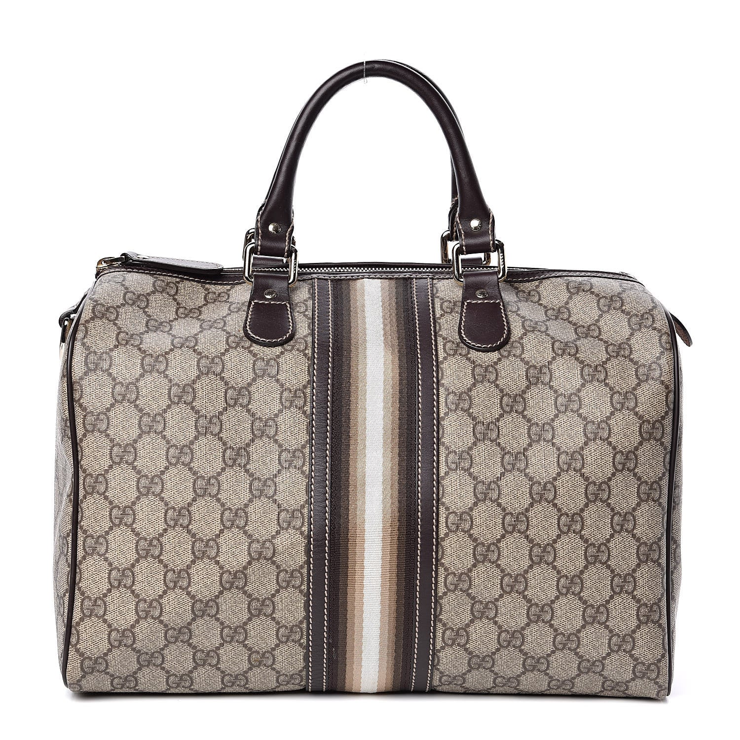 Gucci GG Plus Monogram Web Medium Joy Boston Dark Brown 1 of 10