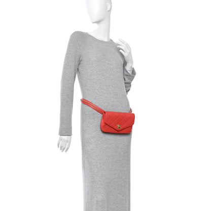 Chanel Calfskin Quilted Flap Waist Bag Red 2 of 13