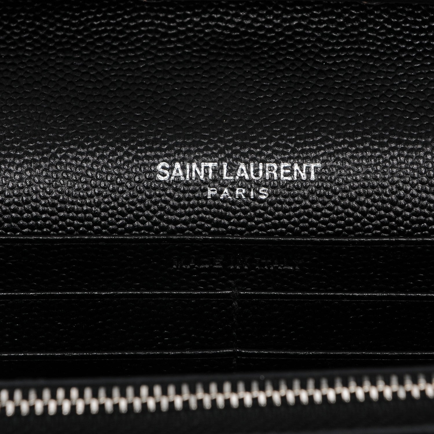 Saint Laurent Grain De Poudre Matelasse Chevron Medium Monogram Chain Wallet Black 6 of 6