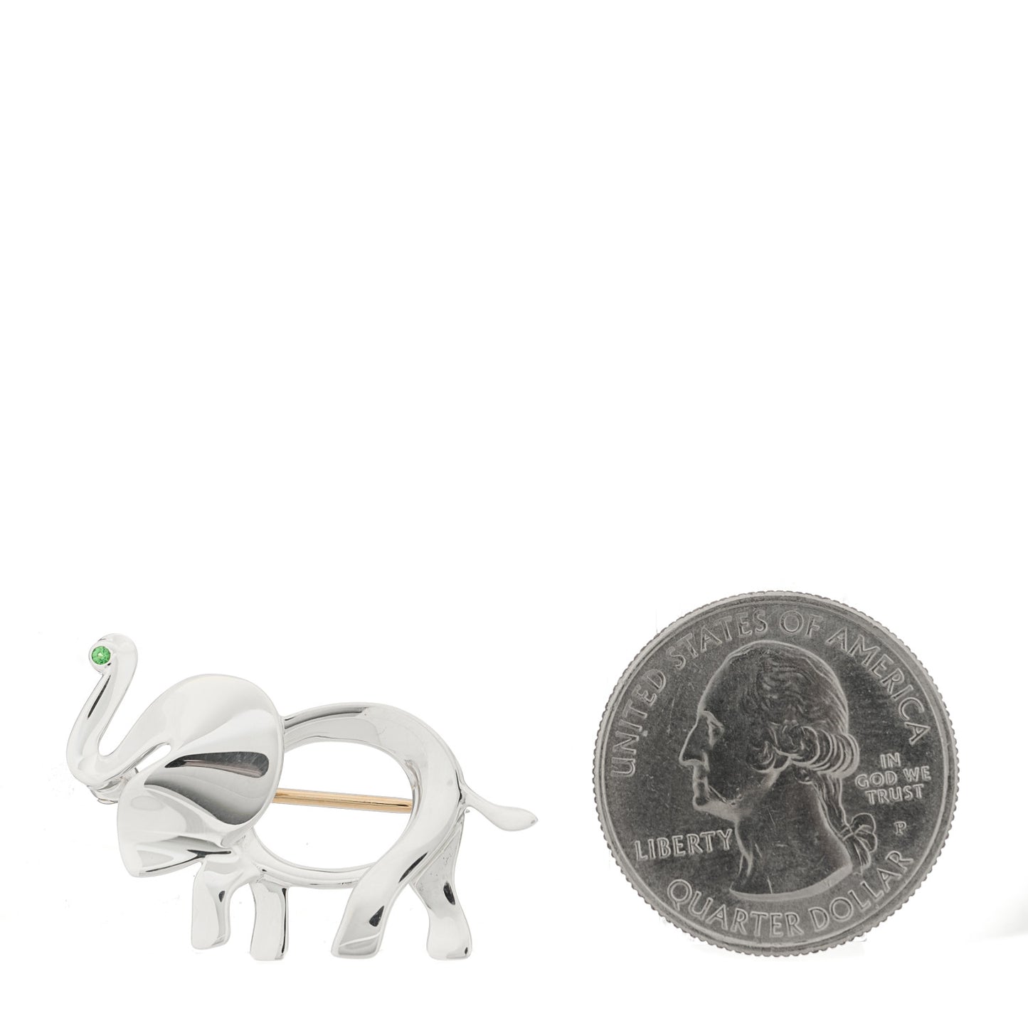 Sterling Silver Tsavorite Save the Wild Elephant Brooch