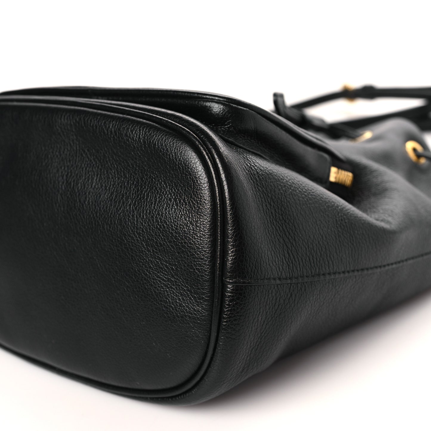 Glace Calfskin Embossed Bucket Bag Black