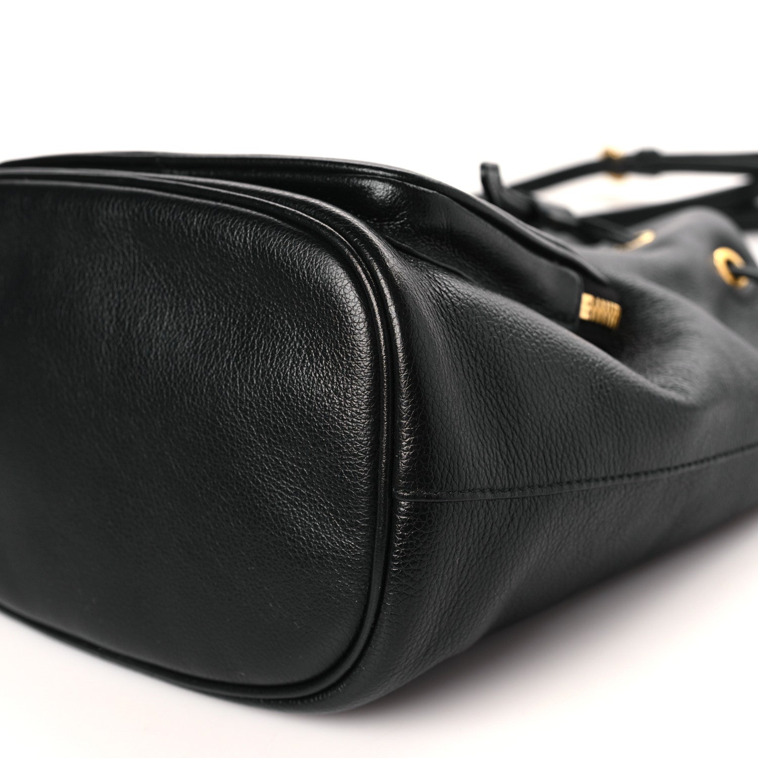 Prada Glace Calfskin Embossed Bucket Bag Black 9 of 9