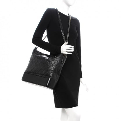 Chanel Aged Calfskin Quilted Large Gabrielle Hobo Black 3 of 13