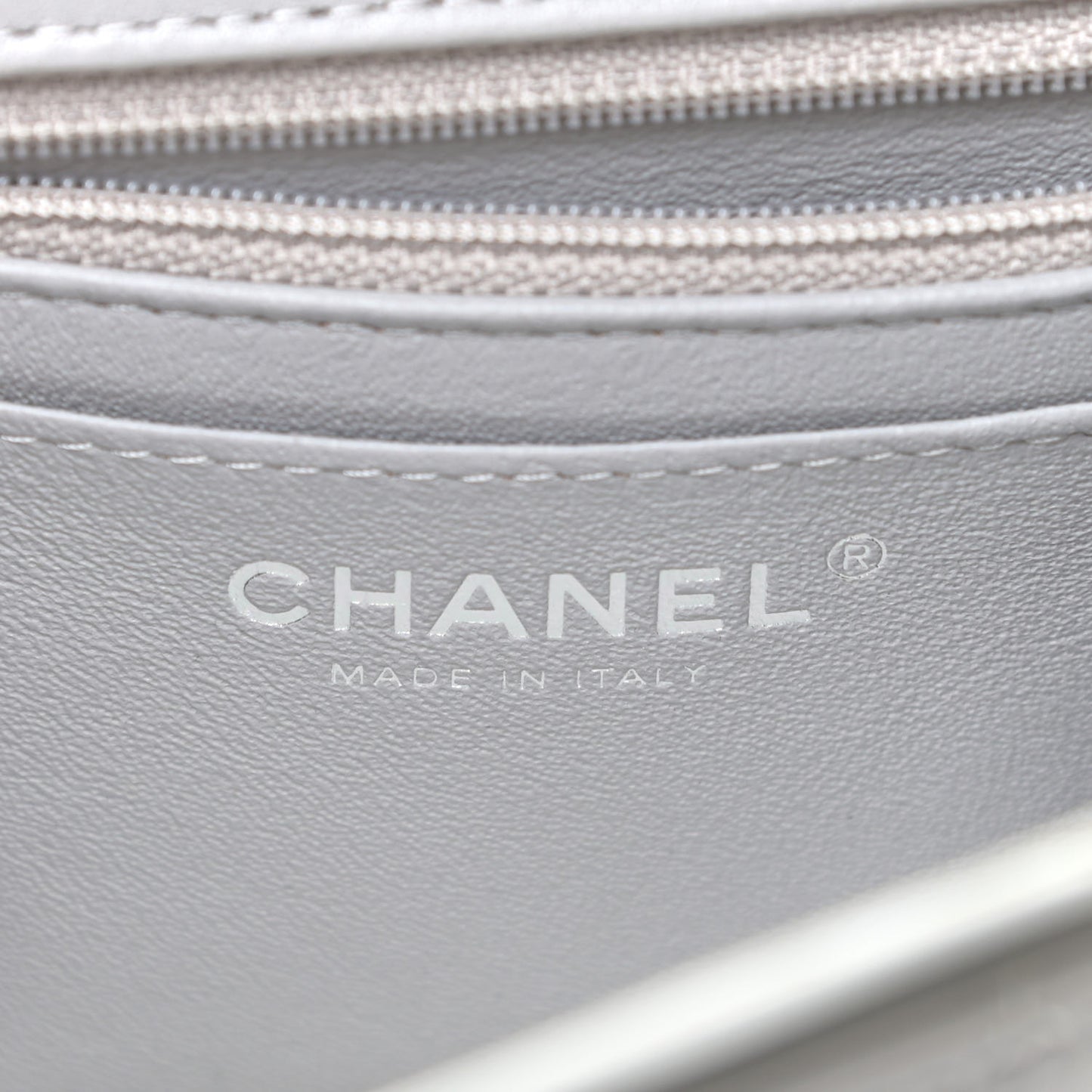 Lambskin Quilted Mini Rectangular Flap Grey