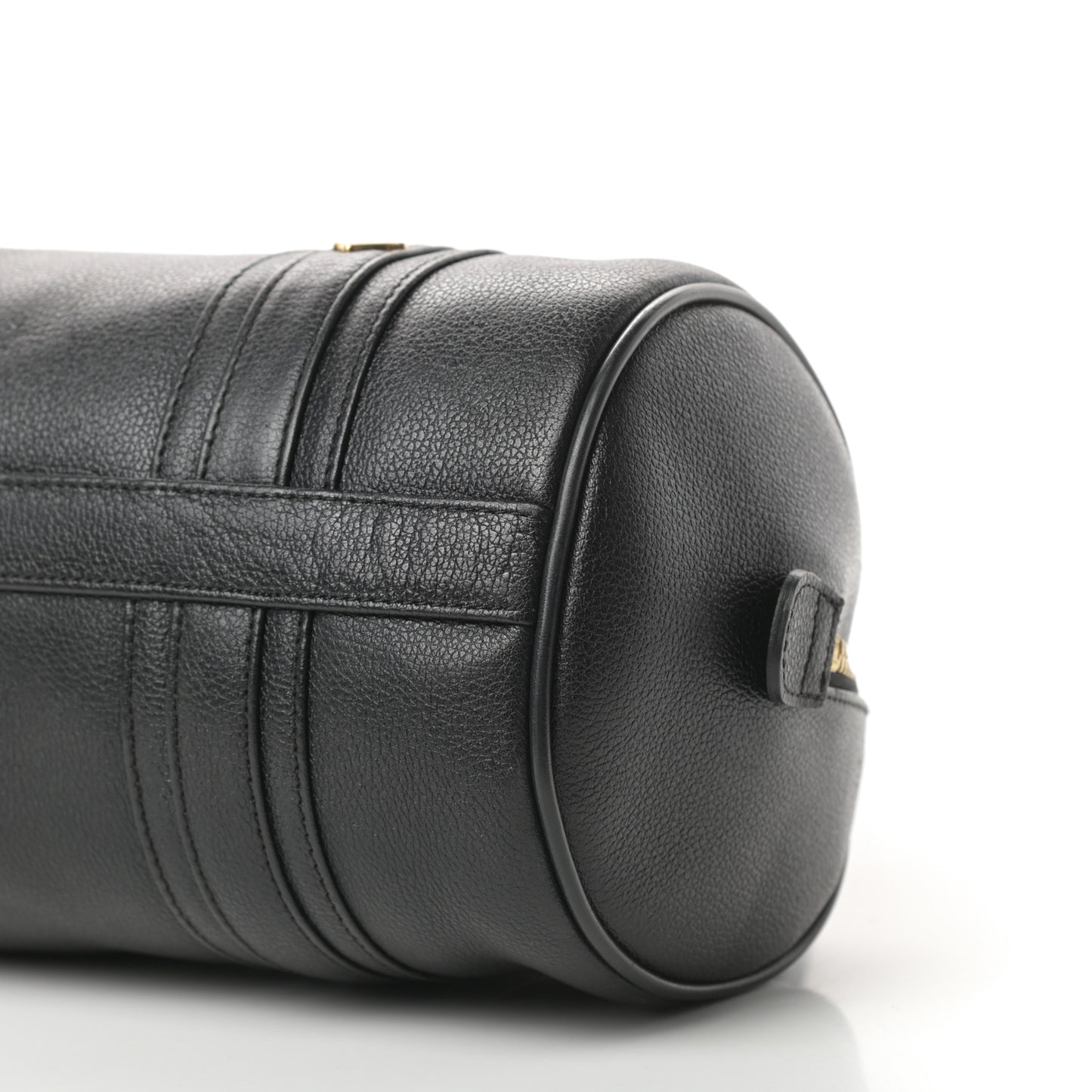 Grained Calfskin Studded Heritage Barrel Bag Black