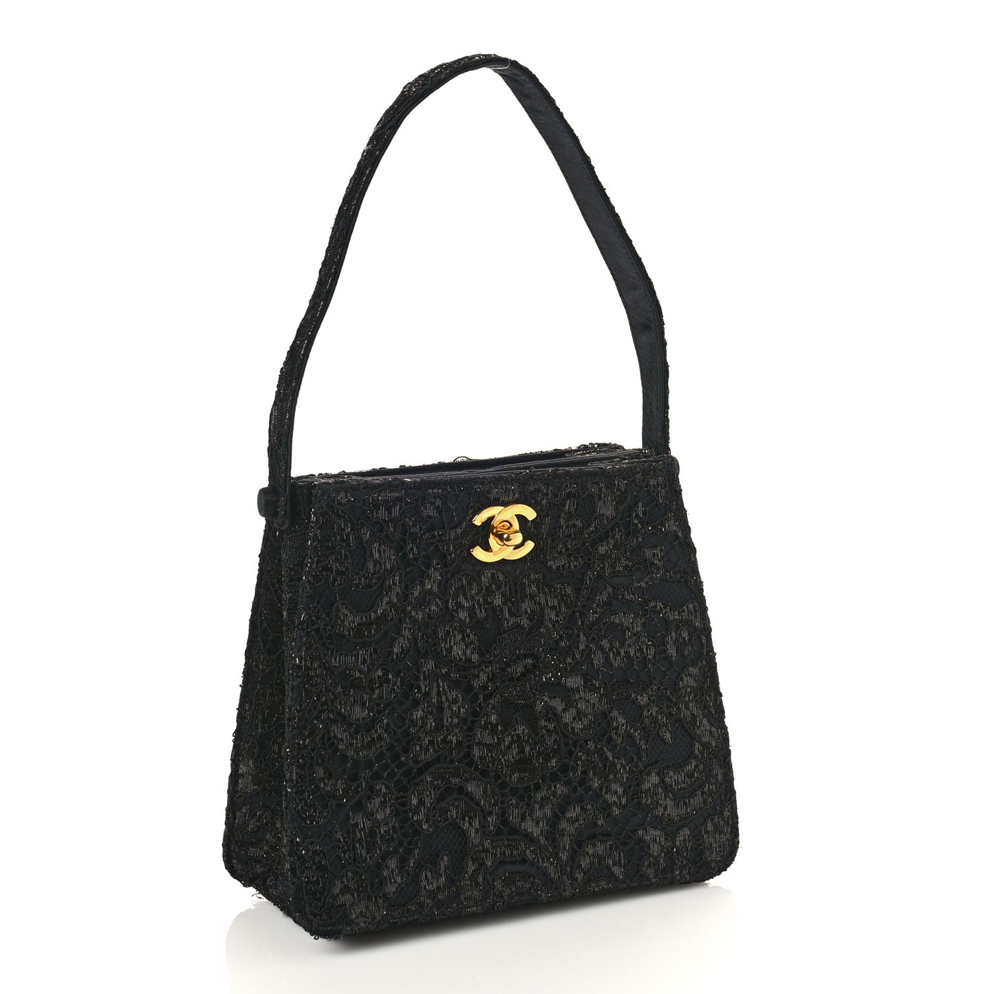 Lace Satin CC Top Handle Black