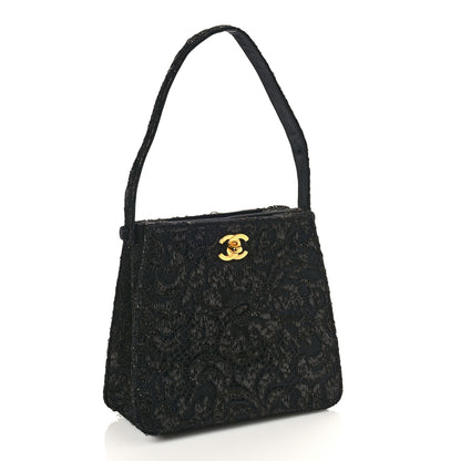 Chanel Lace Satin CC Top Handle Black 3 of 10